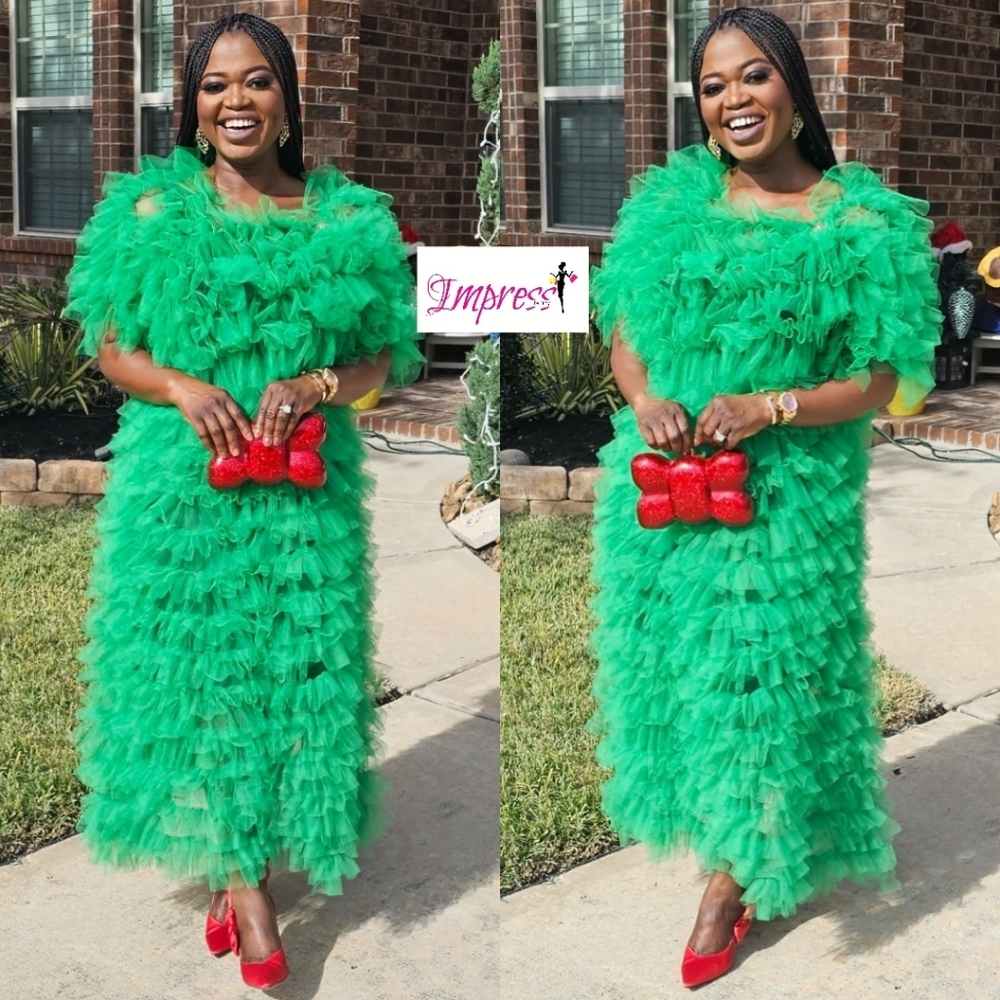 Cascade Tulle Special Ocassion Dress 💚❤️💜🖤